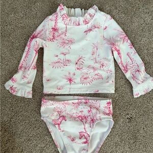 Janie and Jack animal friends toile baby girl rash guard swimsuit like new 6-12M